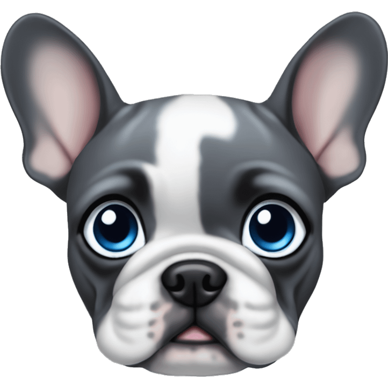 Dark Gray French Bulldog puppy with blue eyes emoji