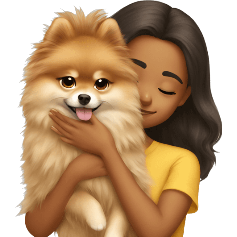 Girl kissing pomeranian emoji