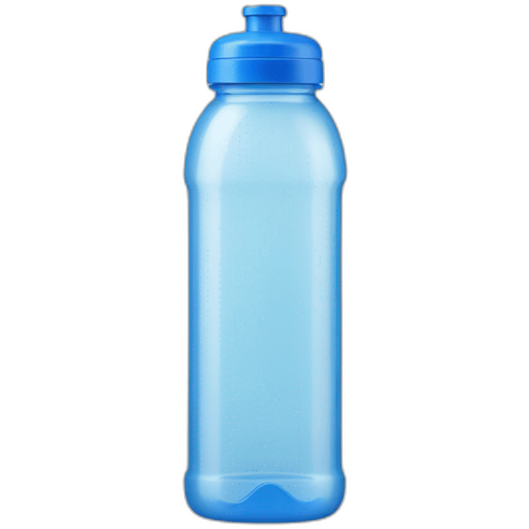 plastic seethrough water bottle with blue label emoji