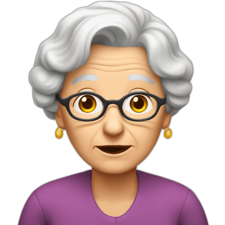 elderly lady shrugging emoji