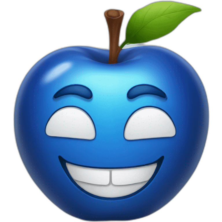 blue apple smiling emoji