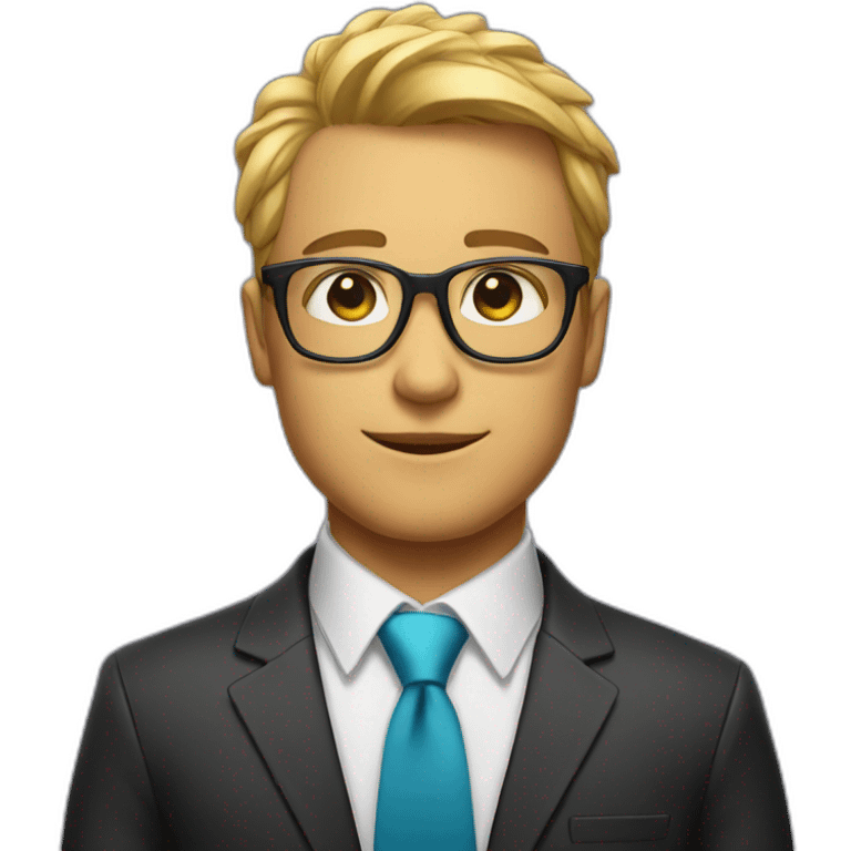 Streamer with glasses a tie and a jacket emoji