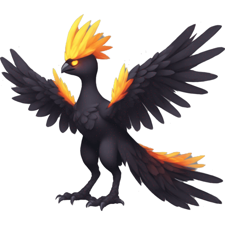 Edgy Fantasy legendary dark bird shadow-type-Phoenix Fakemon full body emoji