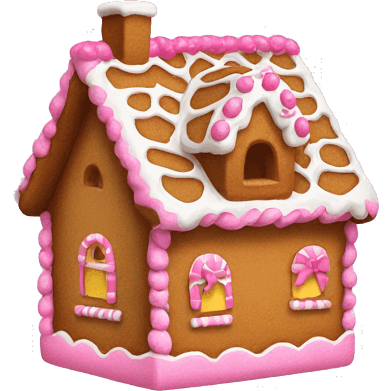 Gingerbread house with a pink bow  emoji