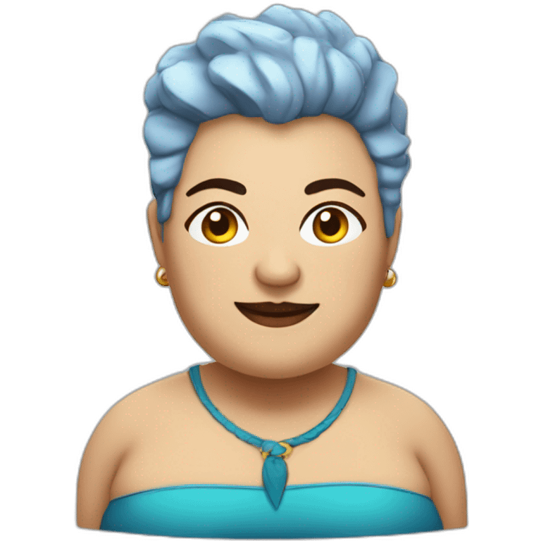 Middle-aged fat lesbian Chilean woman very short spiky blue hair emoji