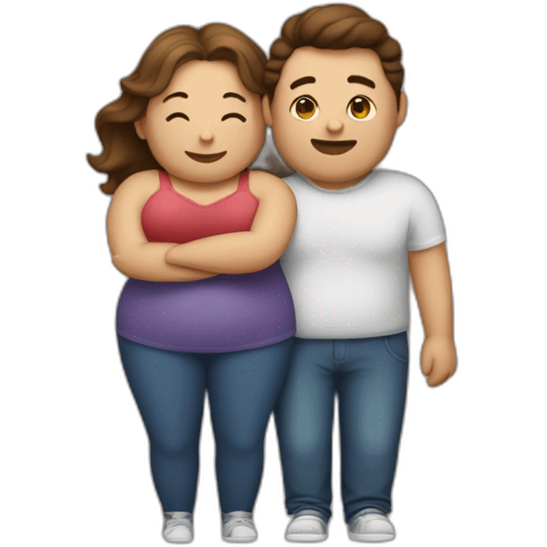 overweight couple hugging emoji