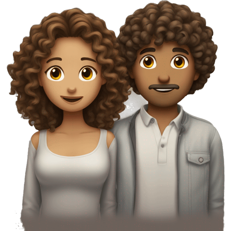 curly hair guy kissing brown hair straight hair girl emoji