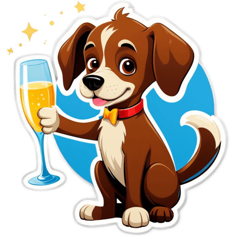 Brown Dog with a Glass of Champagne emoji