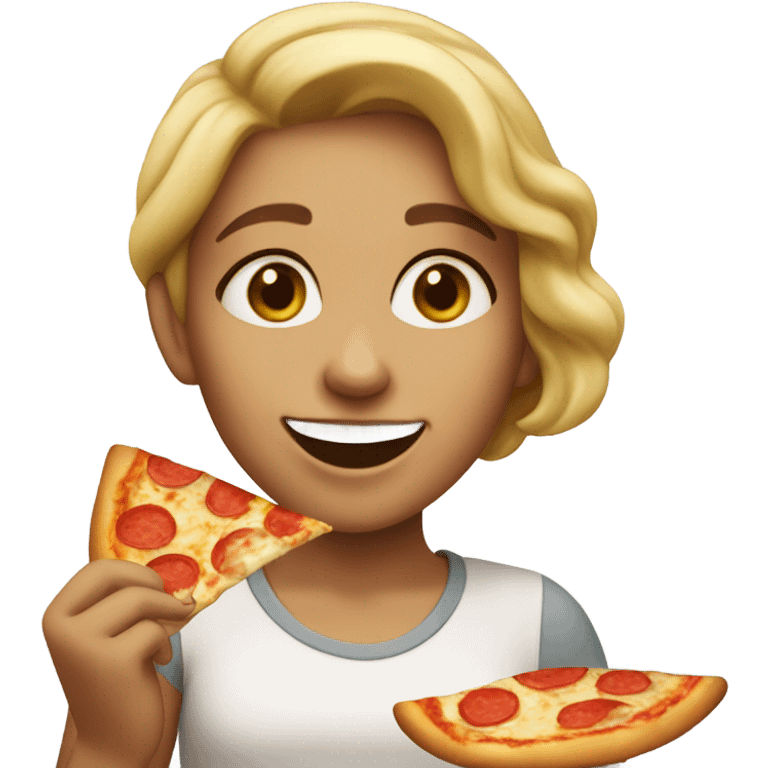 Girl eating pizza emoji