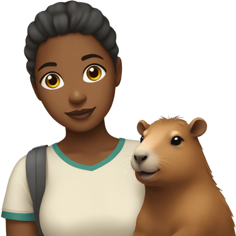 Black girl holding a capybara emoji