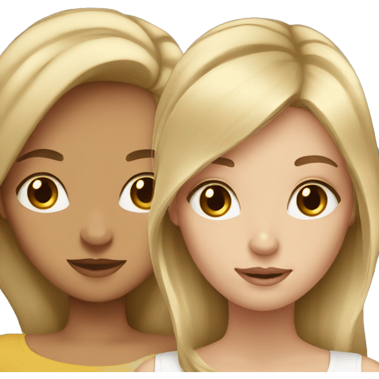 blonde and brown haired girls emoji