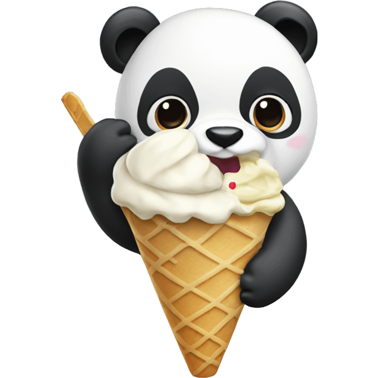 Panda eating ice  cream emoji