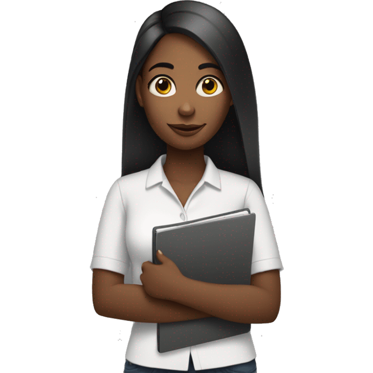 Young black woman with straight hair holding a clipboard emoji