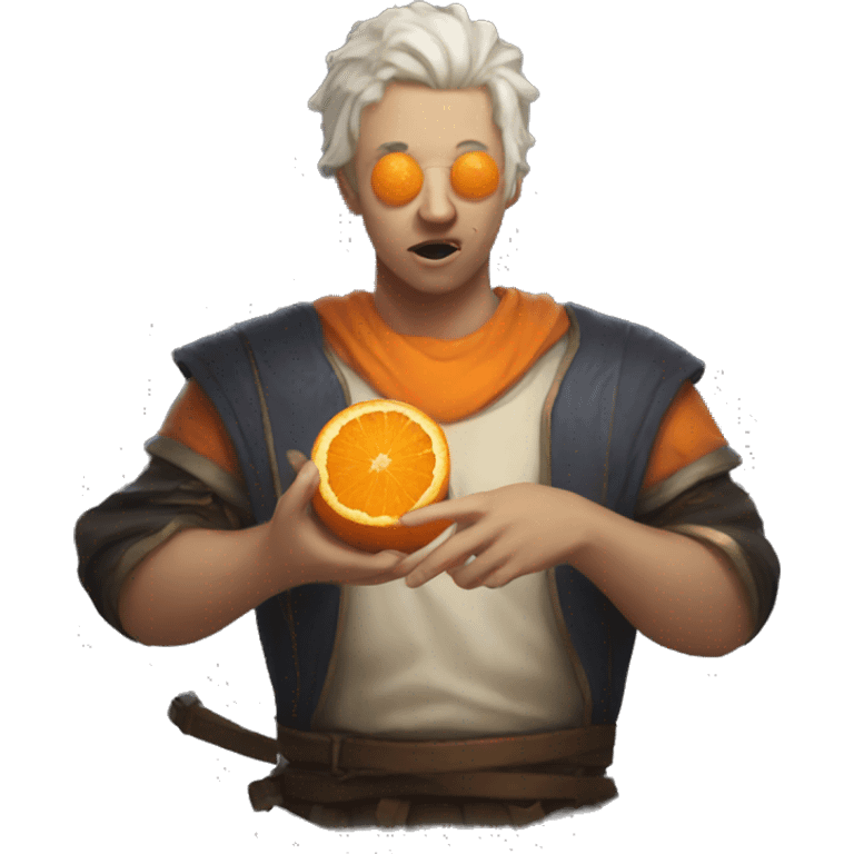 vi from arcane eating an orange emoji