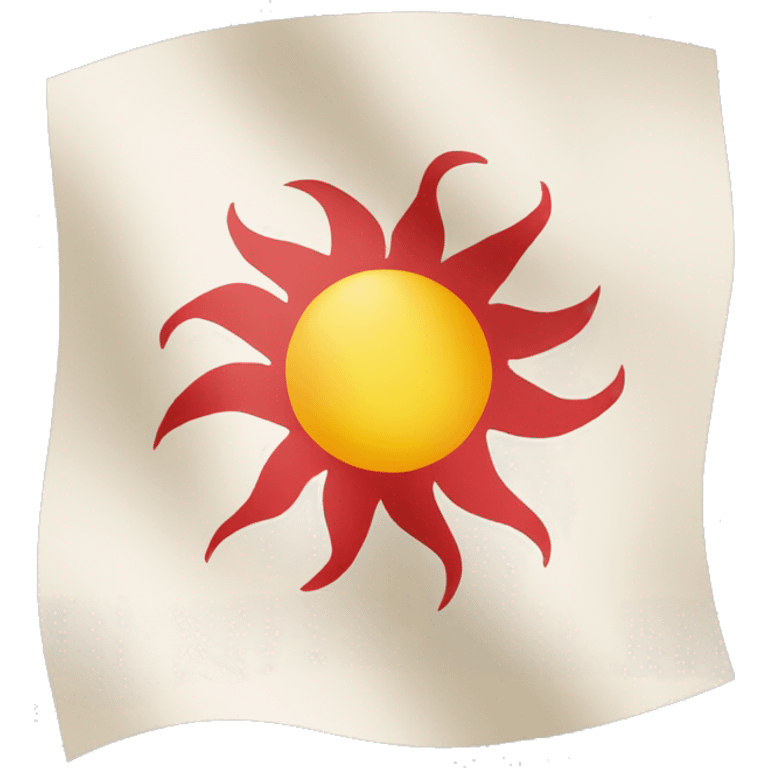 create a yezidi flag emoji with white at the top and botton red in the middle and a sun in the middle emoji