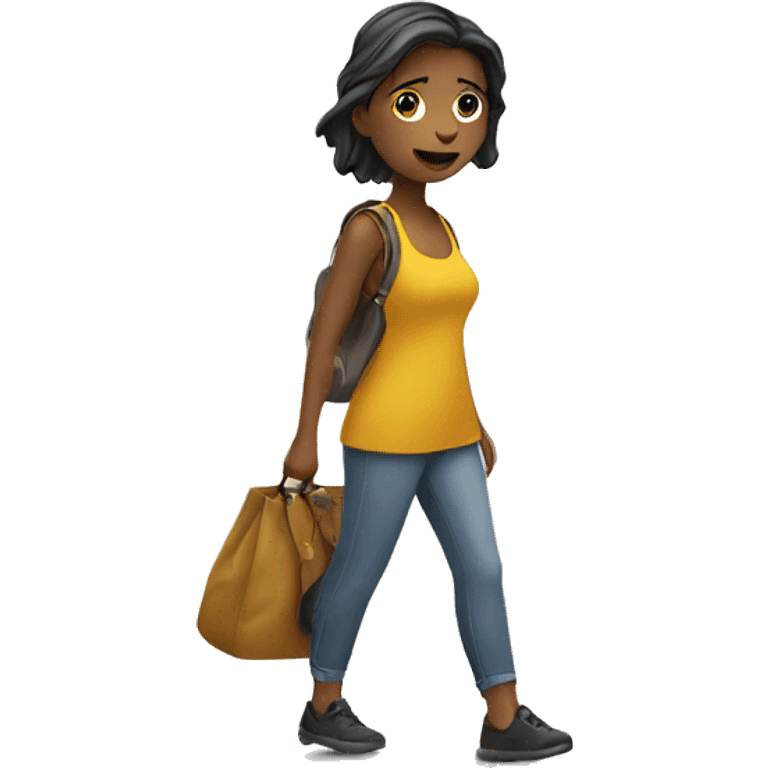 girl with bag on road emoji