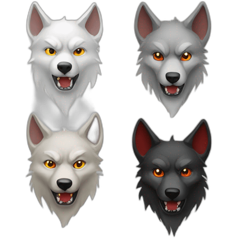 Wolf,devil, white  emoji