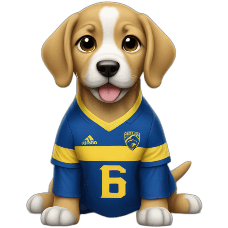 Puppy with a boca juniors shirt emoji