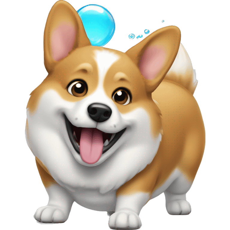 embrassed corgi farting and fart bubble is seen emoji