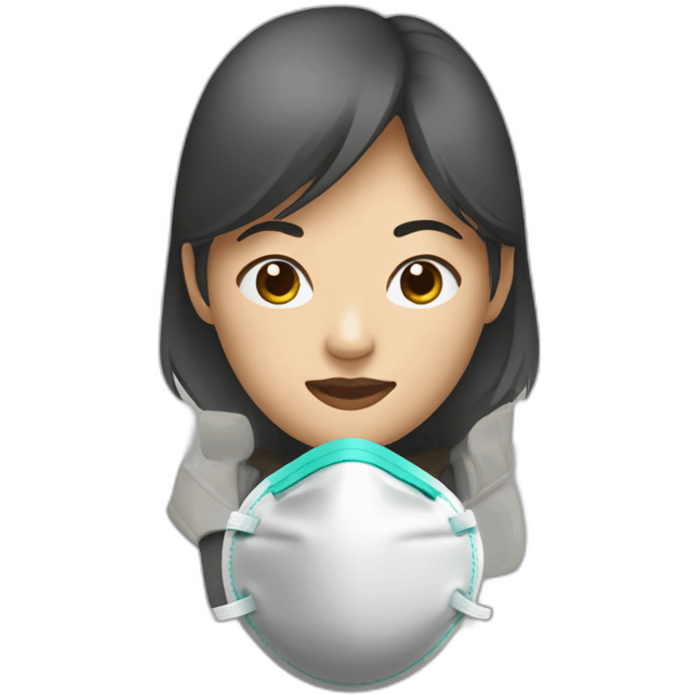 Asian woman with N95 Respirator emoji