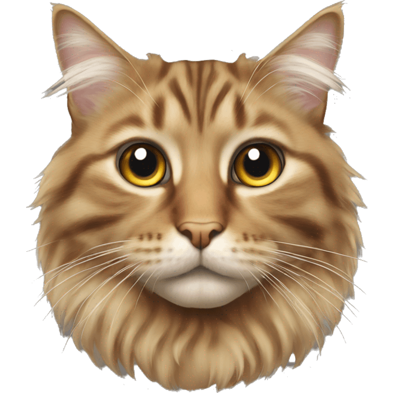 A tabby cat long haired face that has one eye emoji