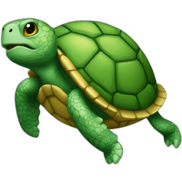 Turtle, body green and gold shell  emoji