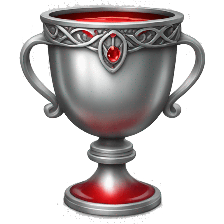 silver chalice with detailing on the outside with red liquid inside  emoji