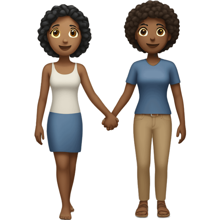 Light black woman and tan Hispanic woman holding hands  emoji