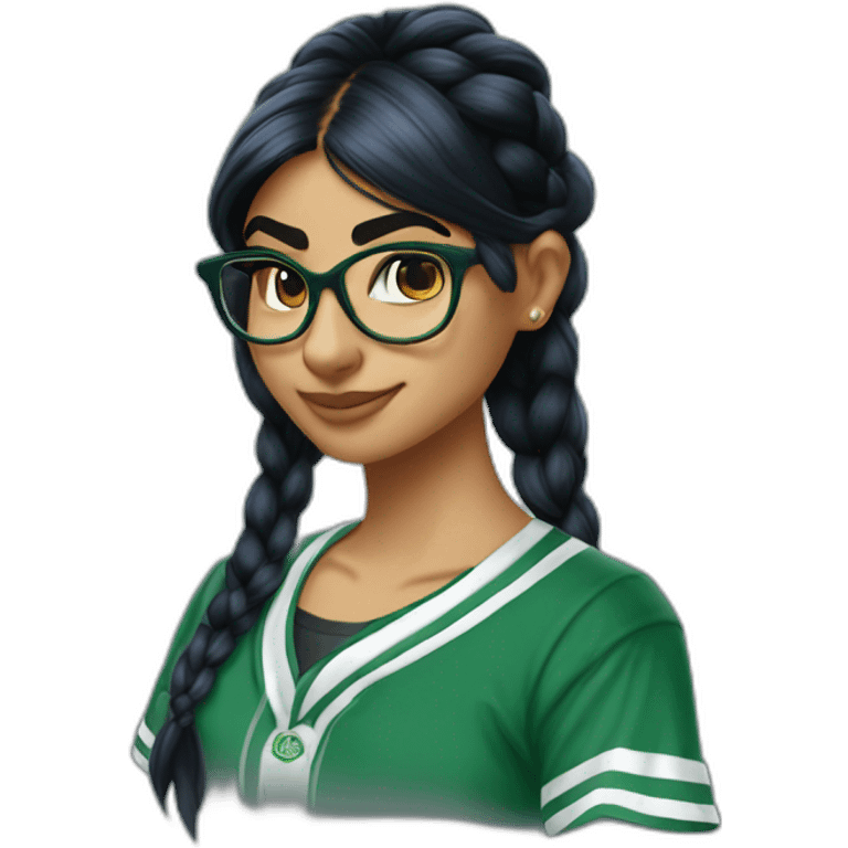 Mia Khalifa slytherin baseball tshirt braid emoji