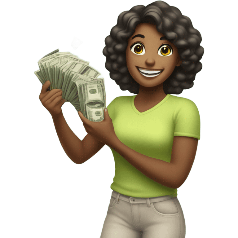 girl flexing money emoji