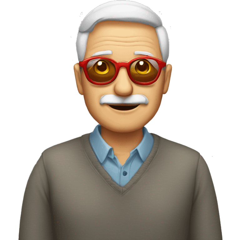 Abuelo con lentes de sol rojos y cara reronda emoji