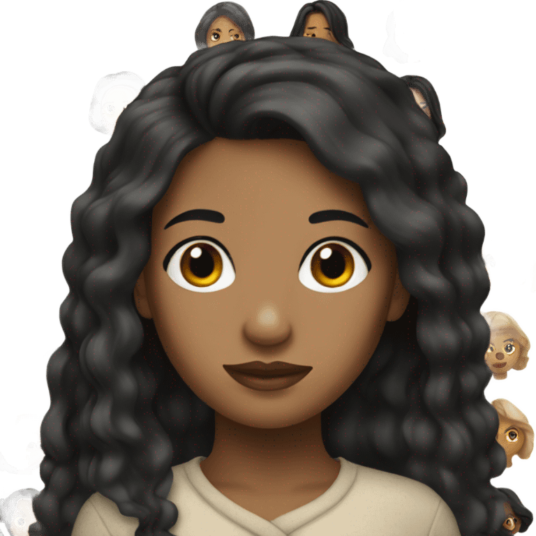 Browns skin woman with long black hair emoji