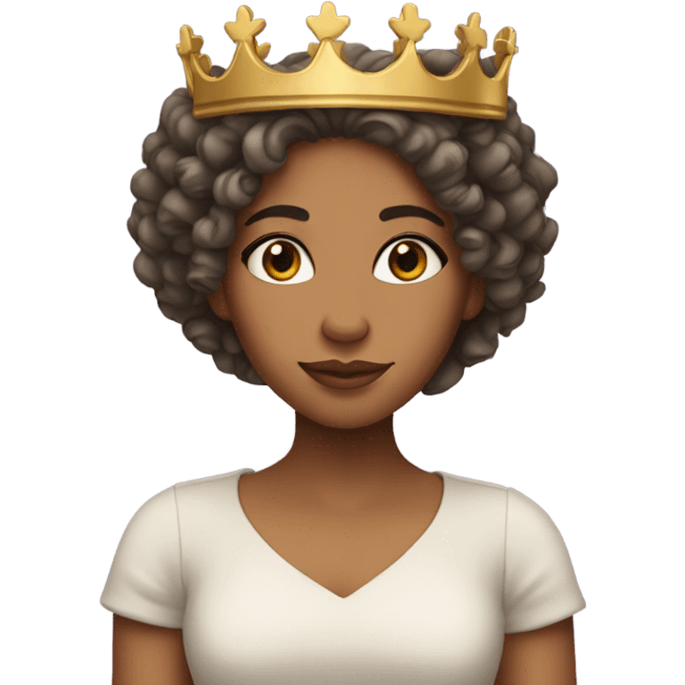 Mixed girl with curly hair wearing a crown emoji