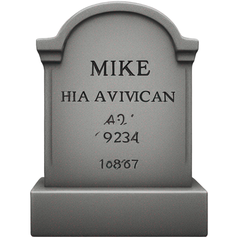 Tombstone that says Mike Havican emoji