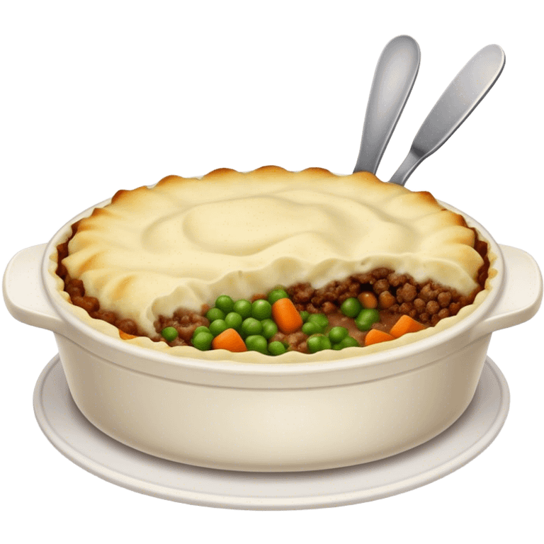 Cinematic Realistic Shepherd's Pie Dish Emoji, depicted with rich, savory minced lamb and vegetable filling topped with creamy mashed potatoes, rendered with exquisite detail and natural warm lighting that highlights its homestyle appeal. emoji