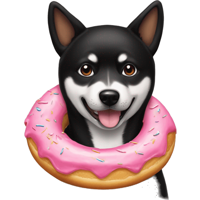 Black shiba inu with donut emoji