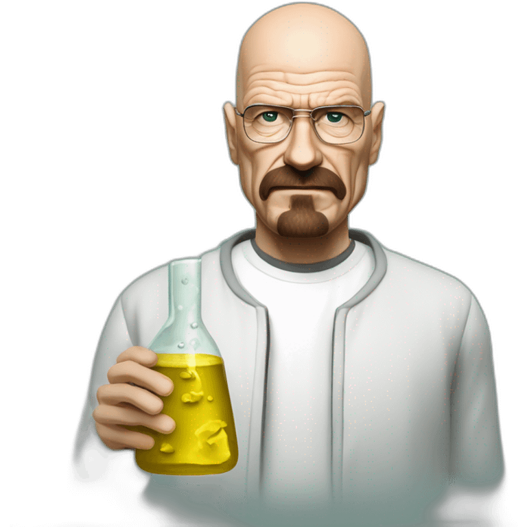 ator principal de breaking bad com uma garrafa de quimica na mão emoji