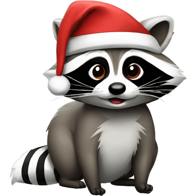 Raccoon with Santa hat emoji