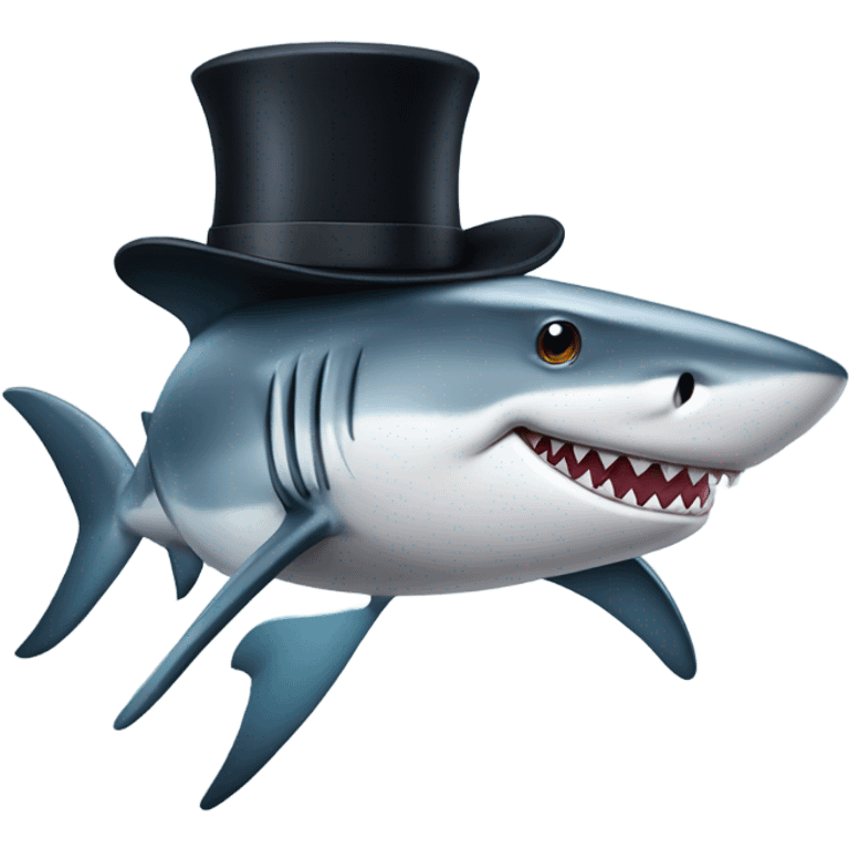 Shark with a top hat emoji