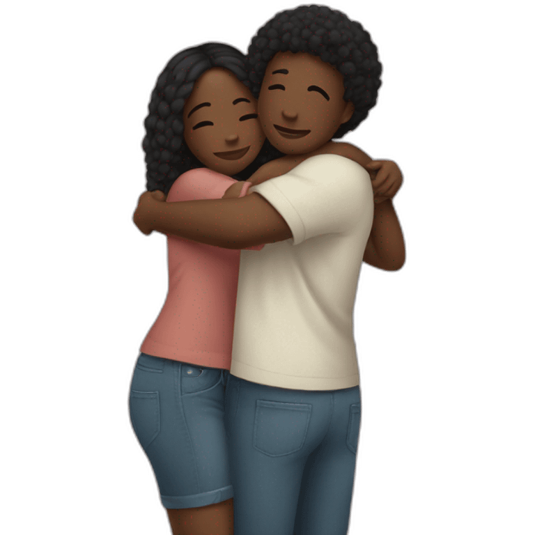 two black inlove emojis hugging from the back emoji