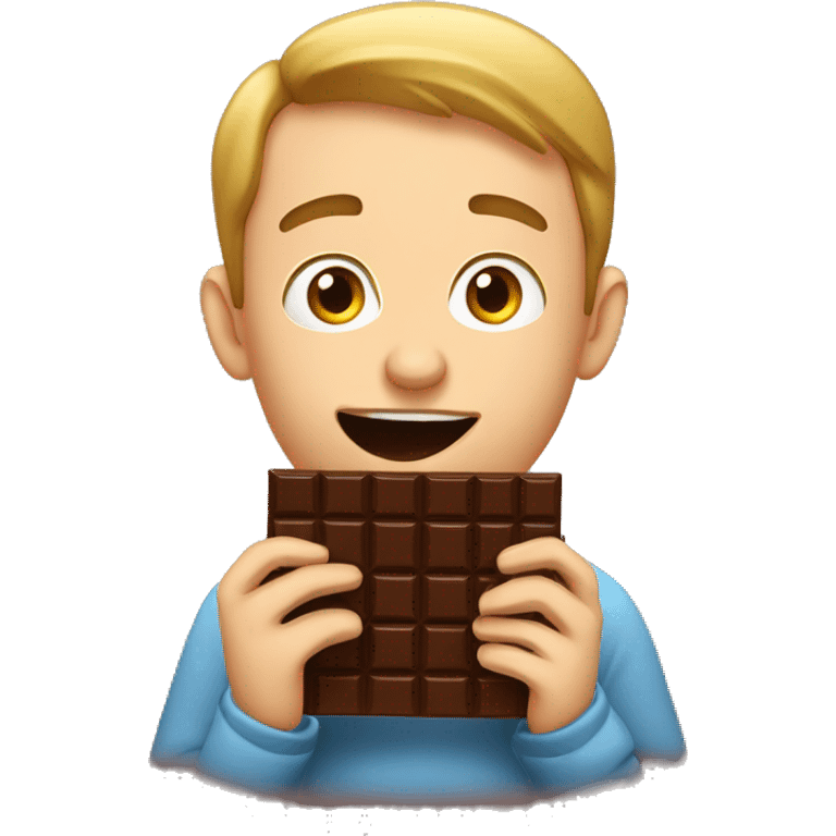 man eating some delicious chocolate, but the chocolate is runny and it runs down his face emoji