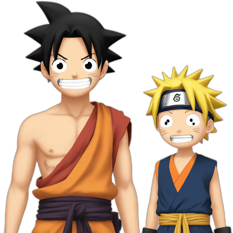 Luffy and Naruto Saying Happy Dasara emoji