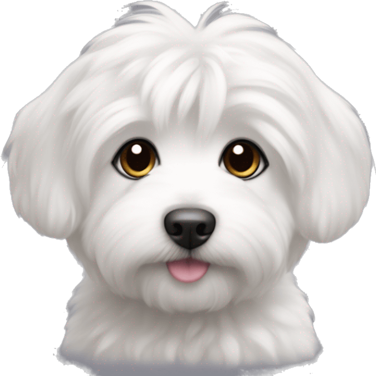 cute coton de tulear puppy with only short dark grey ear emoji