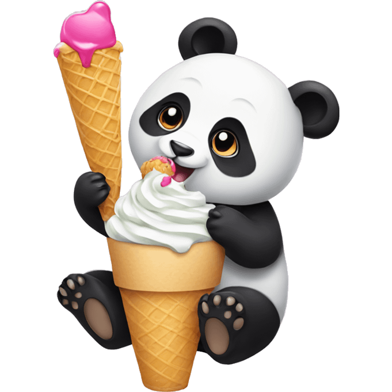 Panda eating ice cream emoji