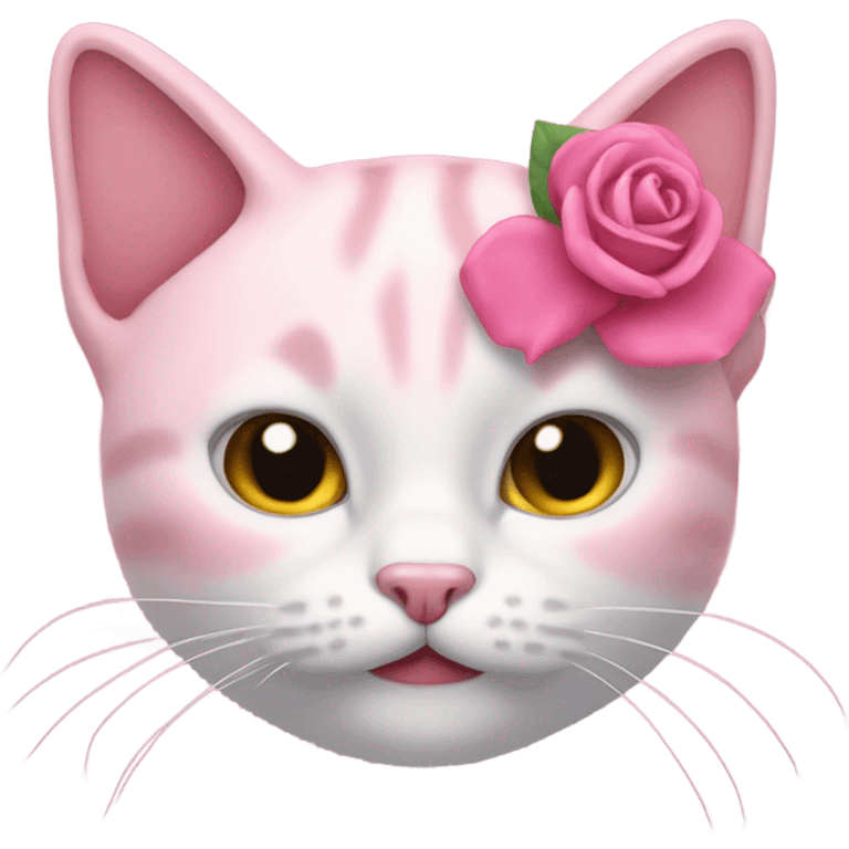 un chat avec un noeud rose emoji