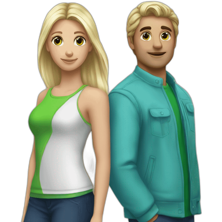 Blue and green heart name: Donatella and Ludovique emoji