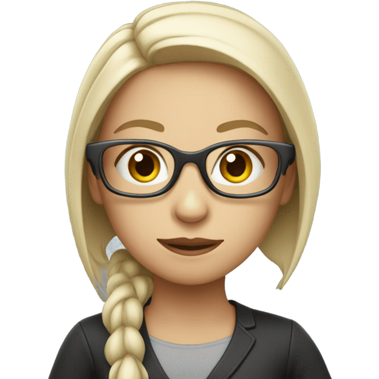 a female assistant in front of laptop, focused. White Skin, Glasses emoji