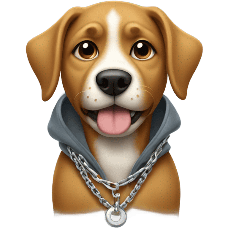 Dog wearing a hoodie and chain. emoji