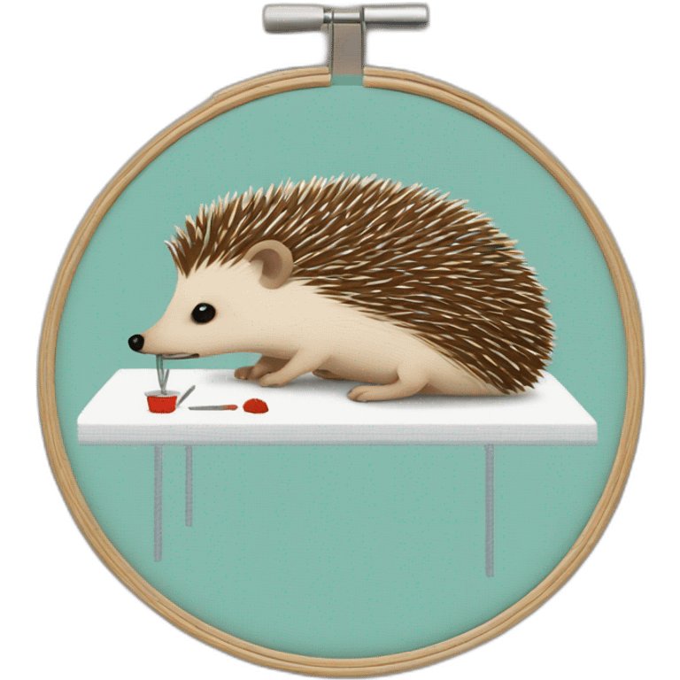 Hedgehog embroidering emoji