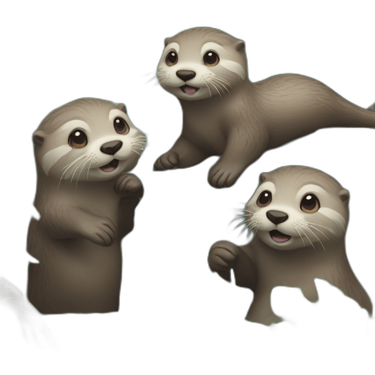 otters playing in waterfalls emoji